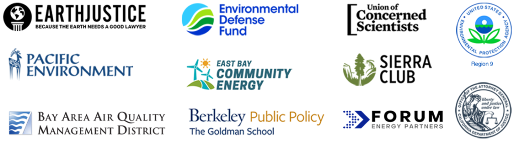 Sustainable Port Collaborative partner logos include: Earthjustice, EDF, Union of oncerned Scientists, Pacific Environment, East Bay Community Energy, Sierra Club, BAAQMD, UC Berkeley Center for Environmental Public Policy, Forum Energy Partners